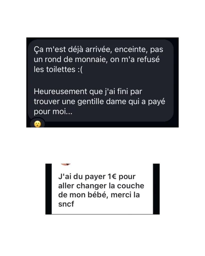 Toilettes gares de nante, yatuu cours . elle est choqué car ce n'est pas gratuit !