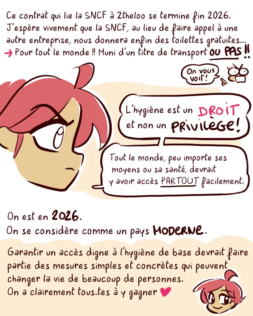 Toilettes gares de nante, yatuu cours . elle est choqué car ce n'est pas gratuit ! l'hygiène est un droit !
