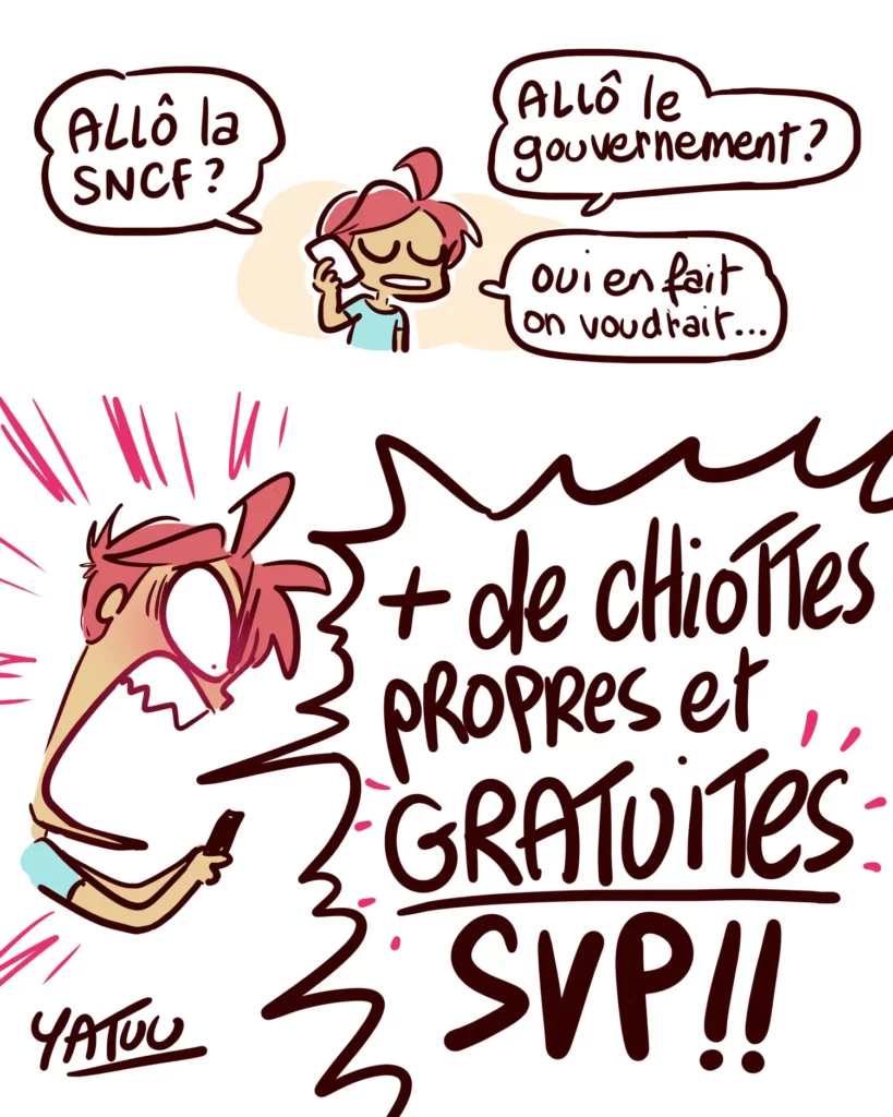 Toilettes gares de nante, yatuu cours . elle est choqué car ce n'est pas gratuit ! Des chiottes partout gratuites !